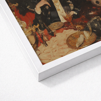 White Framed Art Print Richly Detailed Dark-toned Historical Gay Vampire Prince, Vampiric Embodiment, Queer Aristocracy