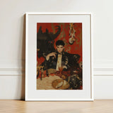 Magnus - Gay Vampire Prince Art Print / Canvas White-framed Stylized Portrait Man Ornate Black, Vampiric Embodiment, Queer Aristocracy