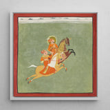 Maharana Ari Singh of Mewar Riding with a Companion Art Print / Canvas Framed Traditional Indian Miniature Painting Two Figures Ornate,