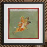 Maharana Ari Singh of Mewar Riding with a Companion Art Print / Canvas Framed Traditional Indian Miniature Painting Two Figures Ornate,
