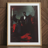 Maharet - Gay Black Vampire Art Print / Canvas, 24x32’’ / 61x81cm / Natuurlijke lijst / Passe-partoutkarton, posters, prints & visuele kunstwerken, Toby Leon