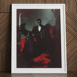 Maharet - Gay Black Vampire Art Print / Canvas, 24x32’’ / 61x81cm / Witte lijst / Passe-partoutkarton, posters, prints & visuele kunstwerken, Toby Leon
