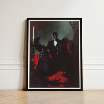 Black-framed Art Print Darkly Dressed Man Ornate Gothic Gay Black Vampire