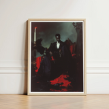 Framed Portrait Man Formal Attire Seated Ornate Chair Gay Black Vampire, Art, Print