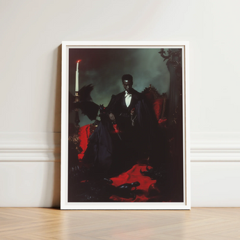 Framed Portrait Man Formal Black Attire Seated Ornate Gay Vampire, Art, Print