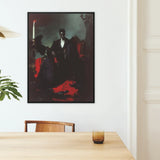Maharet - Gay Black Vampire Art Print / Canvas Black-framed Artwork Darkly Dressed Man Ornate Gothic Red Gay Black Vampire, Vampire Art,