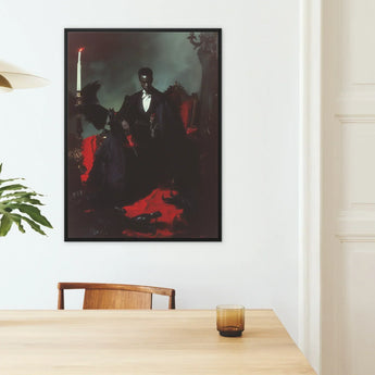 Maharet - Gay Black Vampire Art Print / Canvas Black-framed Artwork Darkly Dressed Man Ornate Gothic Red Gay Black Vampire, Vampire Art,