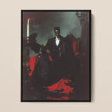 Maharet - Gay Black Vampire Art Print / Canvas Black-framed Portrait Dark-skinned Man Formal Attire Seated Ornate, Prints
