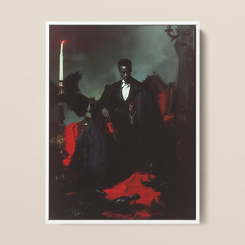 Maharet - Gay Black Vampire Art Print / Canvas Framed Portrait Man Elegant Suit Cape Seated, Prints