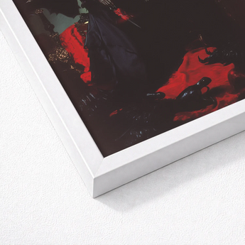 White Framed Artwork Dramatic Scene Deep Red Black Gay Vampire, Art, Print
