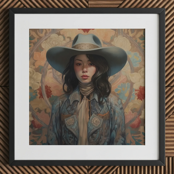 Mahsuri - Lesbian Japanese Cowgirl Art Print / Canvas, Elegant Outlaw Reminding, Cowgirl Spirit’s Queer, Japanese Cowgirl Art