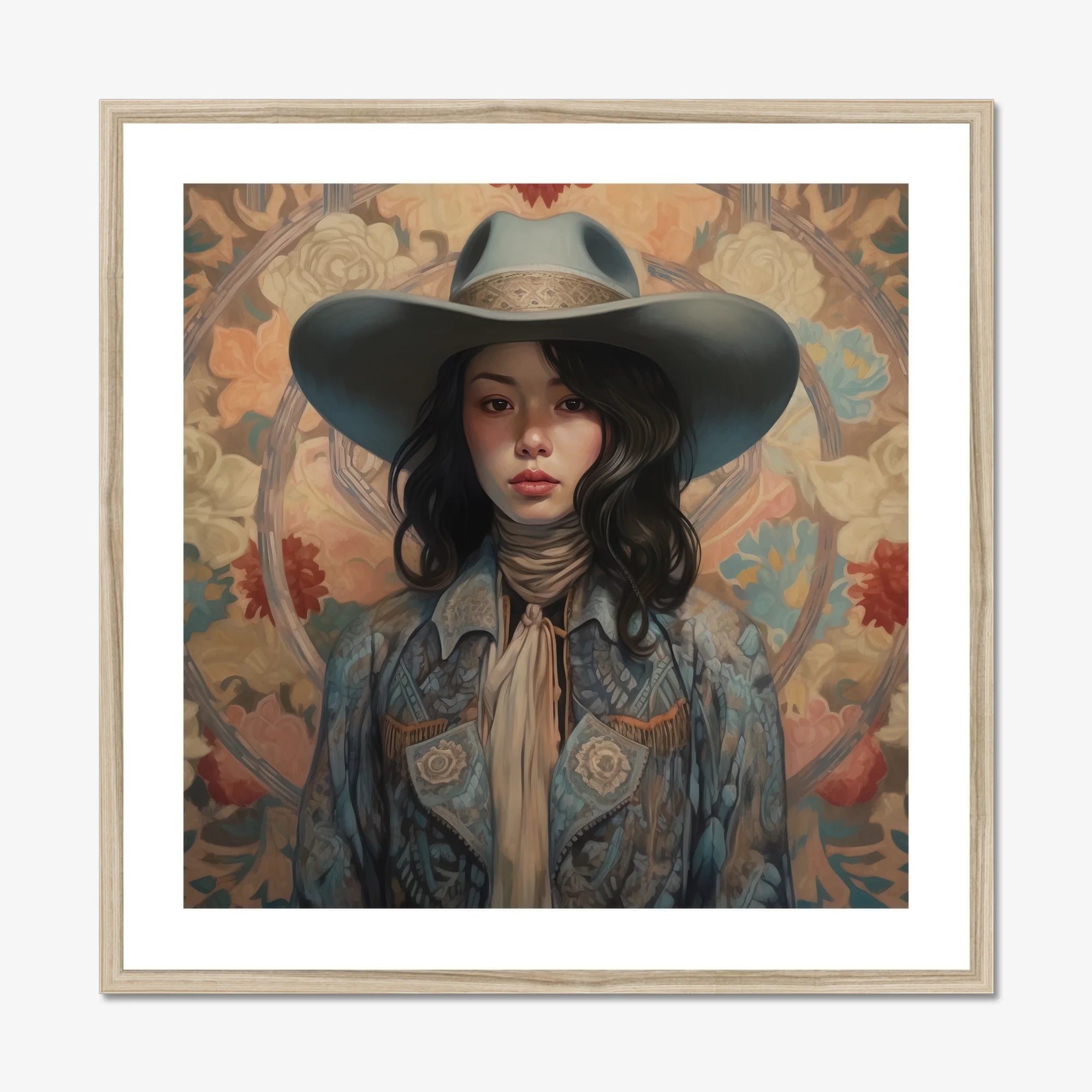 Mahsuri - Lesbian Japanese Cowgirl Art Print, Framed Portrait Woman Cowboy Hat