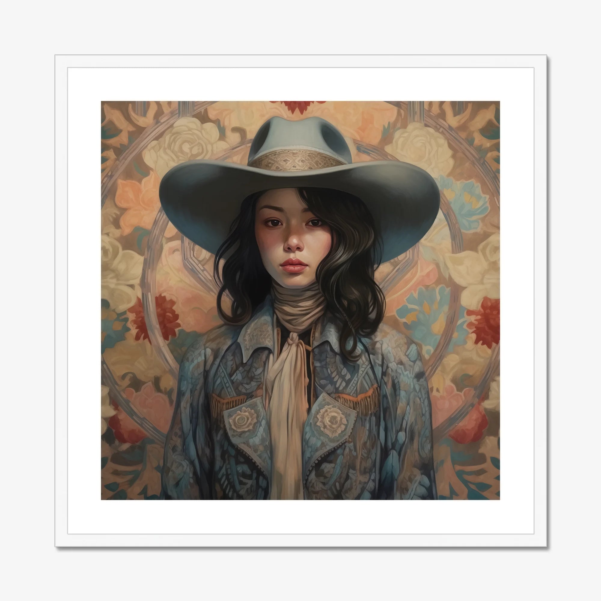 Mahsuri - Lesbian Japanese Cowgirl Art Print, Framed Portrait Woman Cowboy Hat