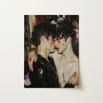 Makeup - Neo-baroque Gay Male Couple Art Print / Canvas, 12x16’’ / 31x41cm / Unframed / no Border, Visual Artwork, Toby Leon