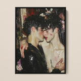 Makeup - Neo-baroque Gay Male Couple Art Print / Canvas Black-framed Artwork Two Men Intimate Embrace Skin Water, Prints
