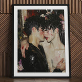 Makeup - Neo-baroque Gay Male Couple Art Print / Canvas Black-framed Romantic Painterly Depiction Two Figures, Prints