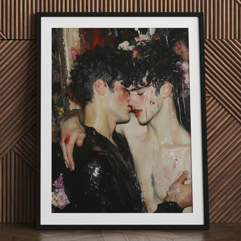 Makeup - Neo-baroque Gay Male Couple Art Print / Canvas Black-framed Romantic Painterly Depiction Two Figures, Prints
