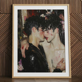 Makeup - Neo-baroque Gay Male Couple Art Print / Canvas Framed Two Individuals Intimate Embrace Adorned, Prints