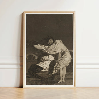 Mala Noche - Francisco De Goya Art Print / Canvas Framed Black-and-white Lithograph Woman Attire Figure Dramatic Chiaroscuro, Suffocating