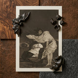 Mala Noche - Francisco De Goya Art Print / Canvas Dark Bronze Metallic Bat Owl-shaped Decorative Clips Adorn, Suffocating Prints