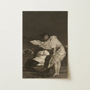 Mala Noche - Francisco De Goya Art Print / Canvas Monochromatic Woman Light-toned Fabric Figure Dark Background, Suffocating Prints