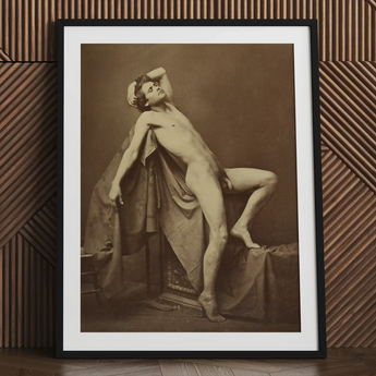 Male Figure in Repose - Gaudenzio Marconi Fine Art Print / Canvas Black Framed Nude Art Print Sepia-toned Figure Gaudenzio Marconi Fine,