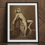 Male Figure in Repose - Gaudenzio Marconi Fine Art Print / Canvas Black Framed Nude Sepia-toned, Thigh Curves, Sunlit Ruin Prints