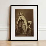 Male Figure in Repose - Gaudenzio Marconi Fine Art Print / Canvas Black-framed Art Print Sepia-toned Classical Nude Portrait Male Gaudenzio