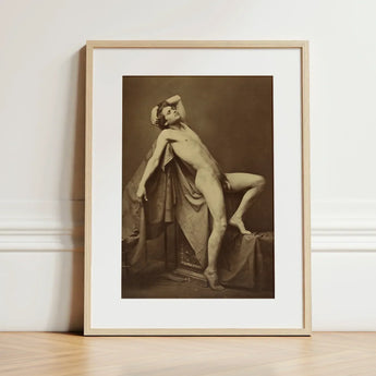Male Figure in Repose - Gaudenzio Marconi Fine Art Print / Canvas Sepia-toned Framed Nude Classical, Thigh Curves, Sunlit Ruin Prints