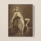 Male Figure in Repose - Gaudenzio Marconi Fine Art Print / Canvas Sepia-toned Framed Photograph Nude Male Figure Posed Draped Gaudenzio
