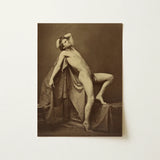 Male Figure in Repose - Gaudenzio Marconi Fine Art Print / Canvas Sepia-toned Photographic Nude Classical Pose, Thigh Curves, Sunlit Ruin