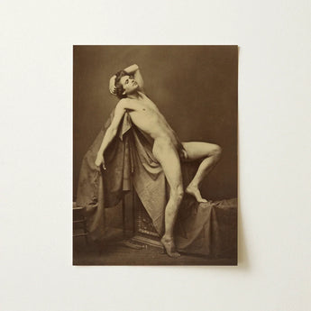 Male Figure in Repose - Gaudenzio Marconi Fine Art Print / Canvas Sepia-toned Photographic Nude Classical Pose, Thigh Curves, Sunlit Ruin