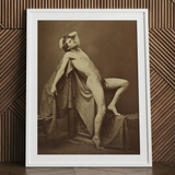 Male Figure in Repose - Gaudenzio Marconi Fine Art Print / Canvas Vintage Sepia-toned Nude Figure Framed Print Gaudenzio Marconi Fine,