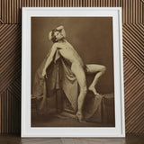 Male Figure in Repose - Gaudenzio Marconi Fine Art Print / Canvas Vintage Sepia-toned Nude Framed, Thigh Curves, Sunlit Ruin Prints