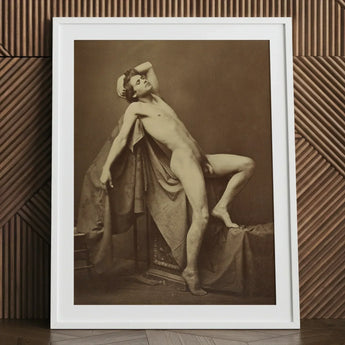 Male Figure in Repose - Gaudenzio Marconi Fine Art Print / Canvas Vintage Sepia-toned Nude Framed, Thigh Curves, Sunlit Ruin Prints