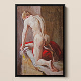 Mannelijk model gezien van achteren - Carl Budtz-møller kunstdruk / Canvas, 12x18’’ / 31x46cm / Zwart frame, Posters Prints & Visual Artwork, Toby