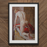 Mannelijk model gezien van achteren - Carl Budtz-møller kunstdruk / Canvas, 20x30’’ / 51x76cm / Zwart frame / Passe-partout, Posters Prints & Visual
