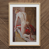 Mannelijk model gezien van achteren - Carl Budtz-møller kunstdruk / Canvas, 20x30’’ / 51x76cm / Natuurlijk frame / Passe-partout, Posters Prints & Visual