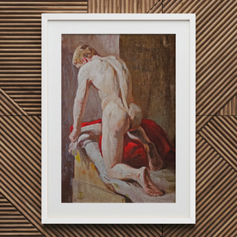 Mannelijk model gezien van achteren - Carl Budtz-møller kunstdruk / Canvas, 20x30’’ / 51x76cm / Wit frame / Passe-partout, Posters Prints & Visual