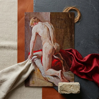 Male Model Seen from Behind - Carl Budtz-møller Art Print / Canvas Classical Oil Painting Nude Figure Expressive, Nineteenth-century