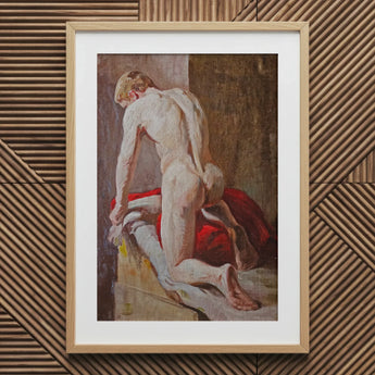Male Model Seen from Behind - Carl Budtz-møller Art Print / Canvas Framed Classical Painting Nude Figure Expressive Pose,