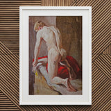 Male Model Seen from Behind - Carl Budtz-møller Art Print / Canvas Framed Oil Painting Nude Figure Expressive Classical, Nineteenth-century