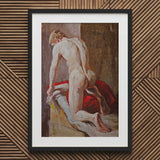 Male Model Seen from Behind - Carl Budtz-møller Art Print / Canvas Framed Painting Nude Figure Expressive Impressionistic Style,