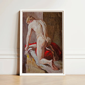 Male Model Seen from Behind - Carl Budtz-møller Art Print / Canvas Framed Painting Nude Figure Classical Style Rendered, Nineteenth-century