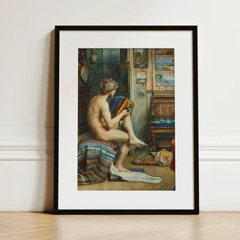 Male Nude with Accordion - Julien Renevier Art Print / Canvas Black-framed Classical Painting Figure Renevier’s, Gay, Prints