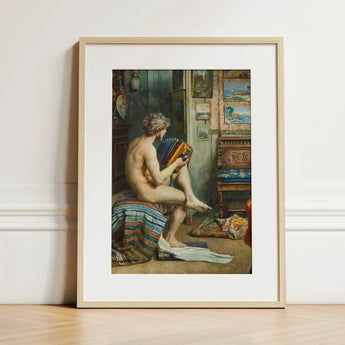 Male Nude with Accordion - Julien Renevier Art Print / Canvas Framed Figure Seated Renevier’s, Gay, Prints