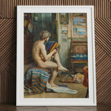 Male Nude with Accordion - Julien Renevier Art Print / Canvas White-framed Classical Painting Man Seated Renevier’s, Gay, Prints