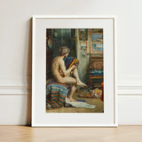 Male Nude with Accordion - Julien Renevier Art Print / Canvas White-framed Classical Painting Man Seated Renevier’s, Gay, Prints