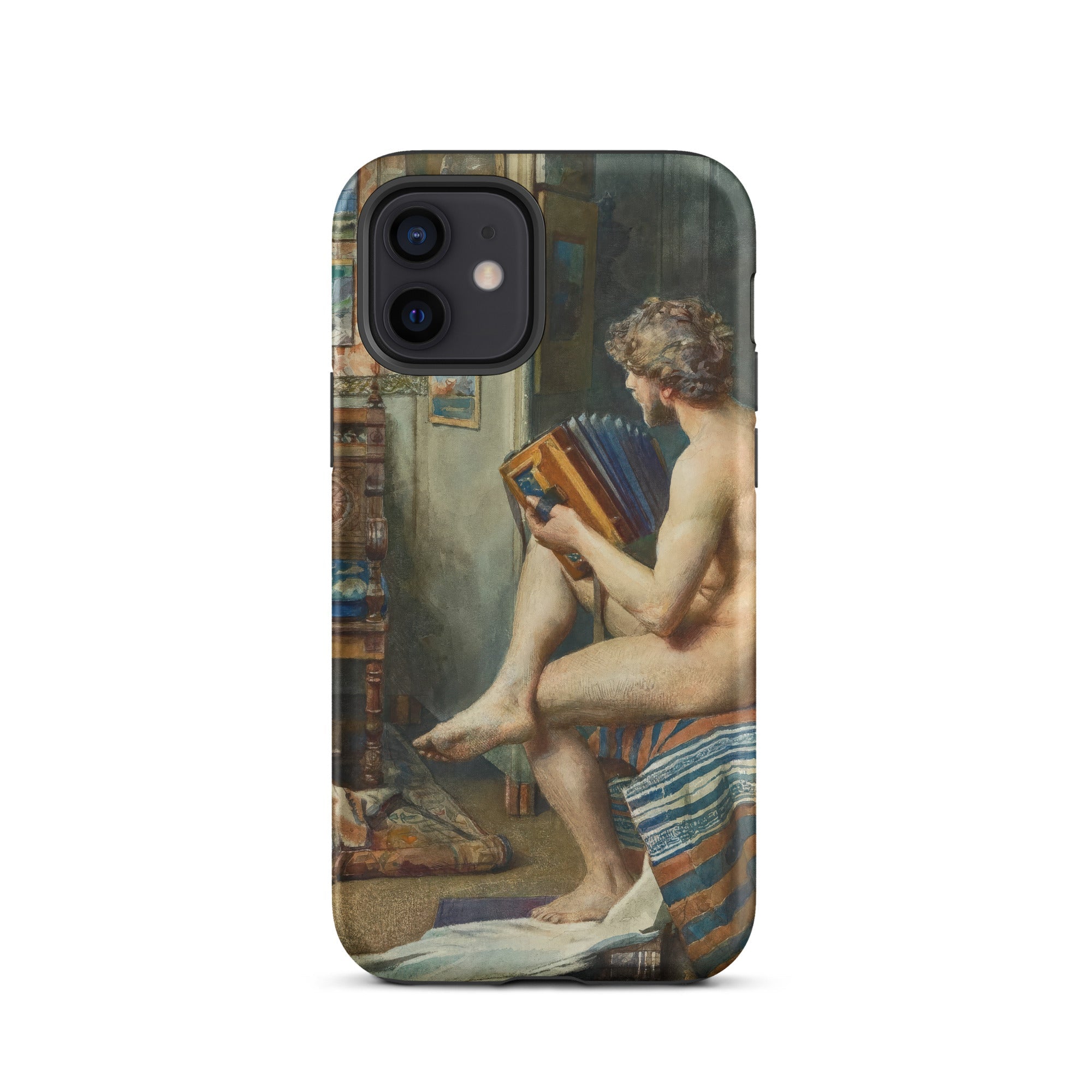 Male Nude with Accordion Julien Renevier Iphone Case, 12 / Matte, Artistic Phone Case