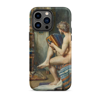 Male Nude with Accordion - Julien Renevier Iphone Case 14 Pro Max / Matte Phone Case Classical Art Julien Renevier, Renevier Iphone Case,